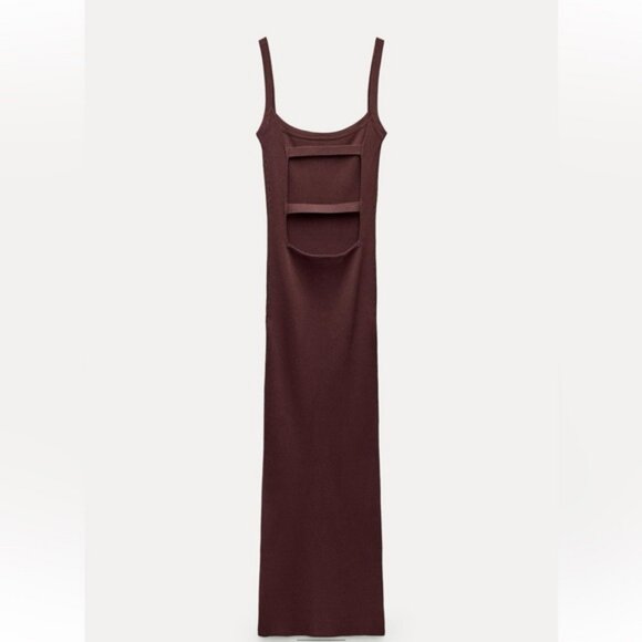 ZARA OPEN BACK KNIT MIDI DRESS - Picture 5 of 8